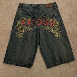 COOGI Denim Shorts with Vibrant Embroidery